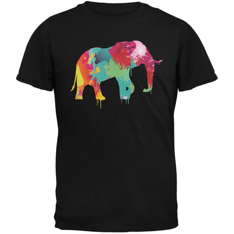 Splatter Elephant Black Adult T-Shirt