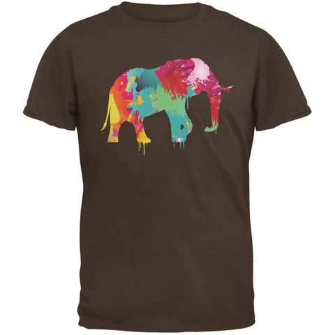 Splatter Elephant Brown Adult T-Shirt