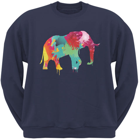 Splatter Elephant Navy Adult Sweatshirt