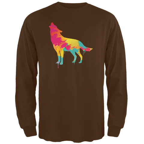 Splatter Wolf Brown Adult Long Sleeve T-Shirt