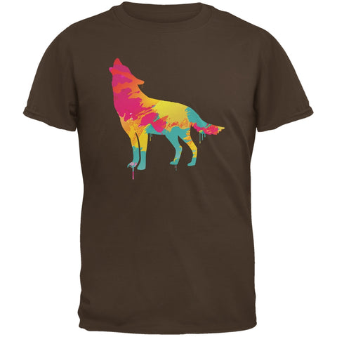 Splatter Wolf Brown Adult T-Shirt