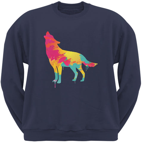 Splatter Wolf Navy Adult Sweatshirt