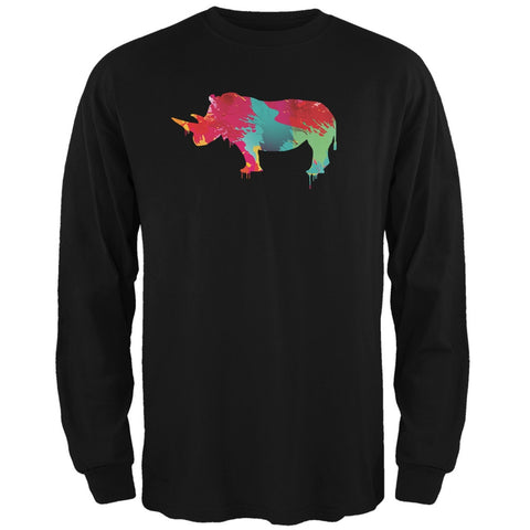Splatter Rhino Black Adult Long Sleeve T-Shirt
