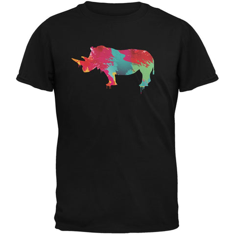 Splatter Rhino Black Adult T-Shirt