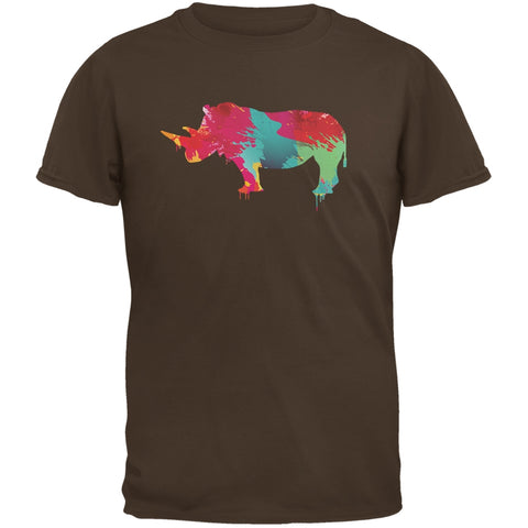 Splatter Rhino Brown Adult T-Shirt