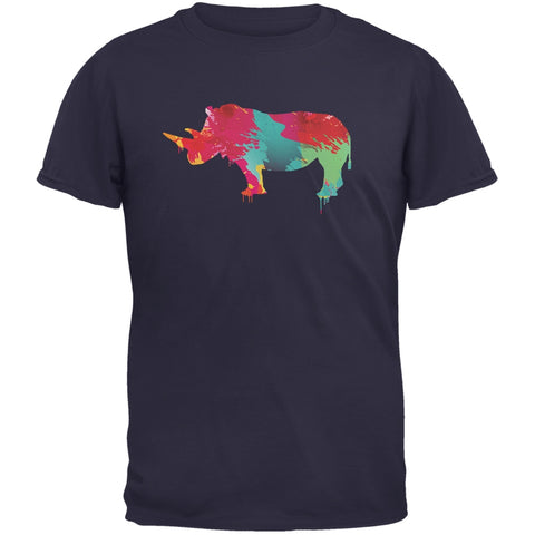 Splatter Rhino Navy Adult T-Shirt