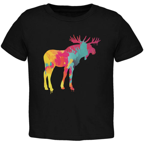 Splatter Moose Black Toddler T-Shirt
