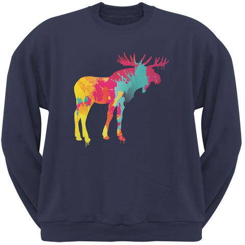 Splatter Moose Navy Adult Sweatshirt