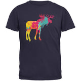 Splatter Moose Navy Adult T-Shirt