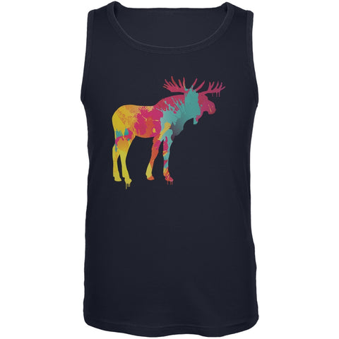 Splatter Moose Navy Adult Sleeveless Shirt