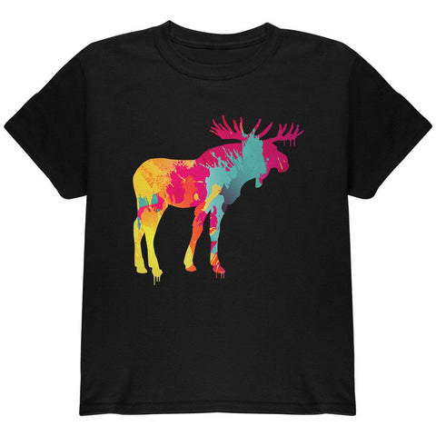 Splatter Moose Black Youth T-Shirt