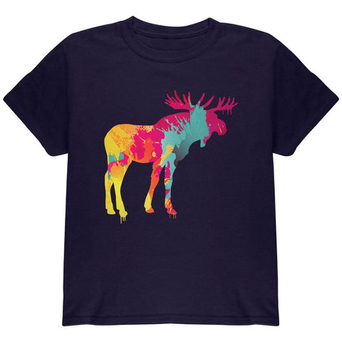 Splatter Moose Navy Youth T-Shirt