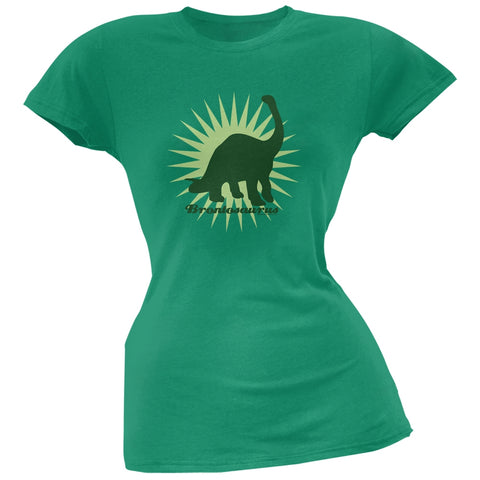 Sunburst Brontosaurus Kelly Green Juniors Soft T-Shirt