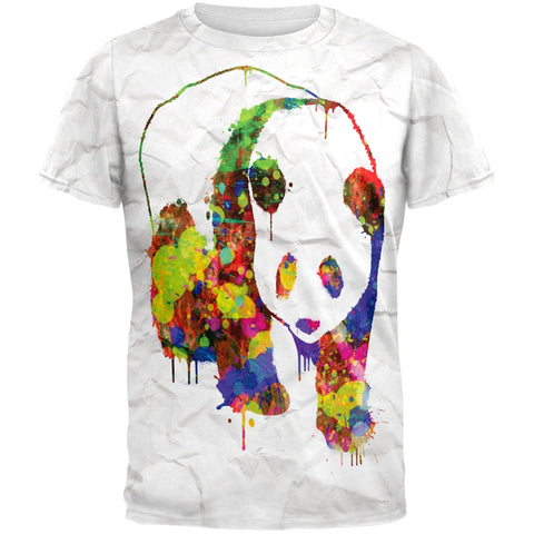 Splatter Panda All Over Adult T-Shirt