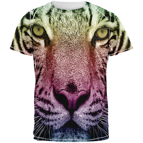Rainbow Tiger All Over Adult T-Shirt