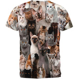 Crazy Cat All Over Adult T-Shirt