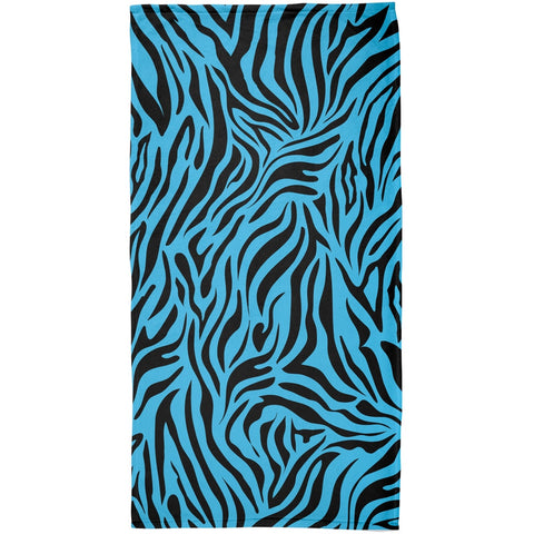 Zebra Print Blue All Over Beach Towel