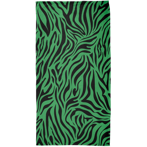 Zebra Print Green All Over Beach Towel