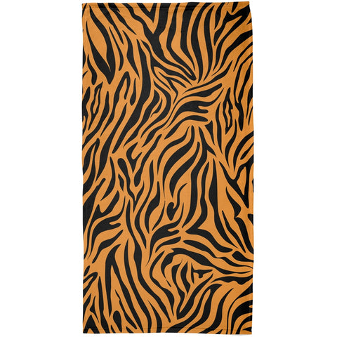 Zebra Print Orange All Over Beach Towel