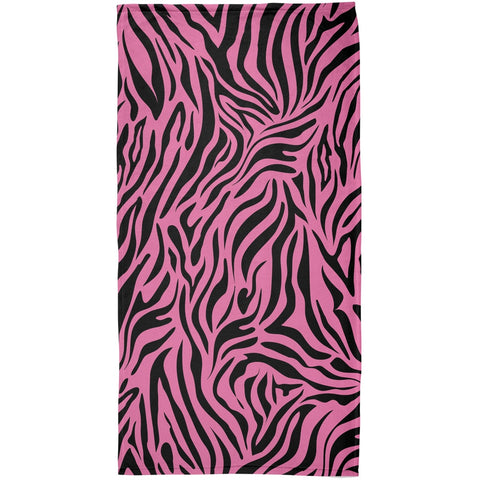 Zebra Print Pink All Over Beach Towel