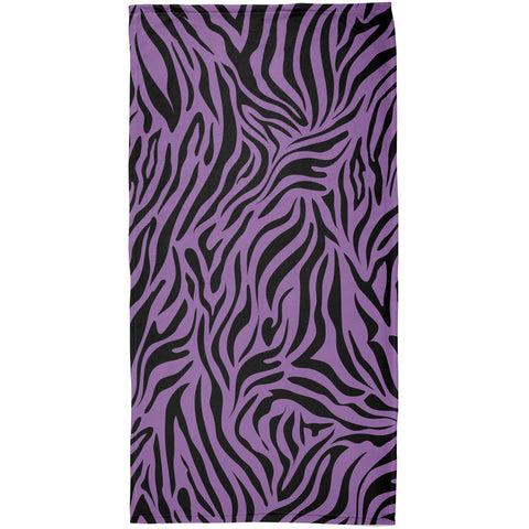 Zebra Print Purple All Over Beach Towel