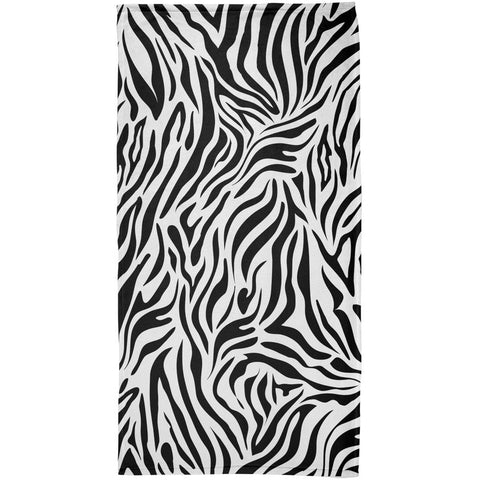 Zebra Print White All Over Beach Towel