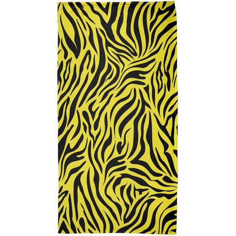 Zebra Print Yellow All Over Beach Towel
