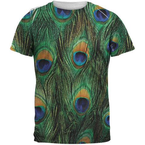 Peacock Feathers All Over Adult T-Shirt