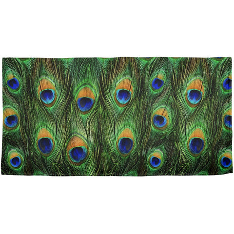 Peacock Feathers All Over Beach Towel