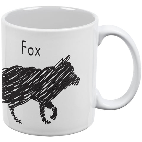 Fox Scribble Drawing White All Over Coffee Mug