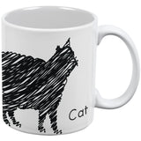 Cat Scribble Drawing White All Over Coffee Mug