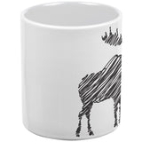 Moose Scribble Drawing White All Over Coffee Mug