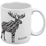 Moose Scribble Drawing White All Over Coffee Mug