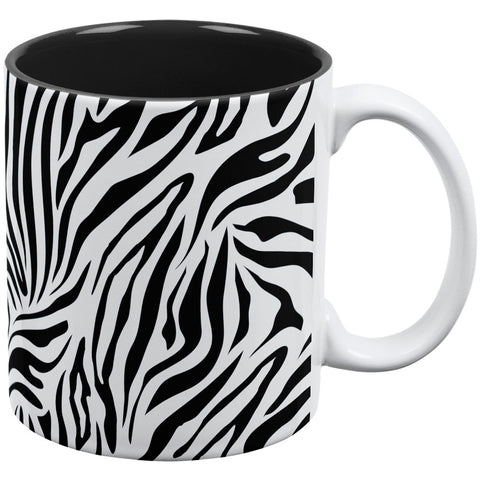 Zebra Print White/Black All Over Coffee Mug