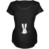 Easter - Peeking Bunny Rabbit Black Maternity Soft T-Shirt