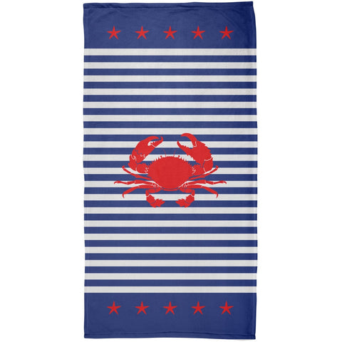 Crab Fourth of July Nautical All Over Plush Beach Towel