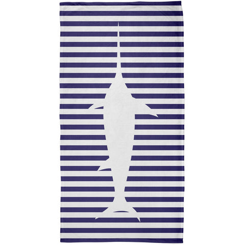Swordfish Nautical Stripes All Over Plush Beach Towel