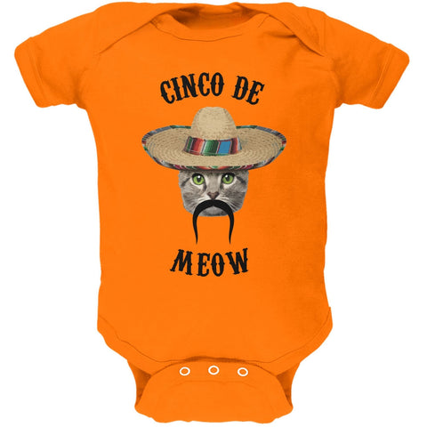 Funny Cat Cinco de Mayo Meow Orange Soft Baby One Piece