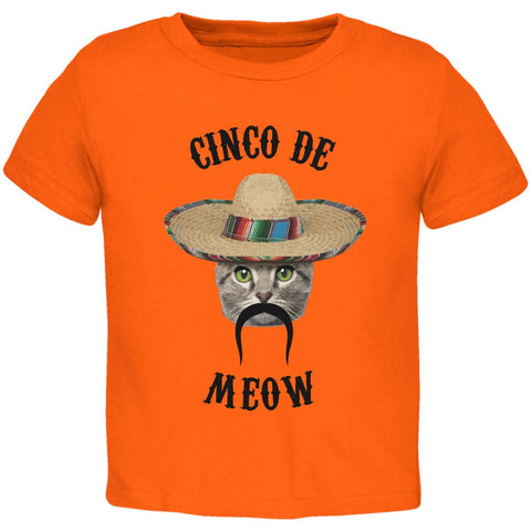 Funny Cat Cinco de Mayo Meow Orange Toddler T-Shirt