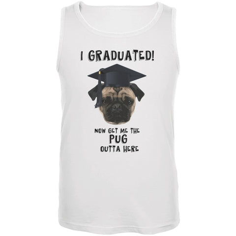 Graduation - Get The Pug Out Grad White Adult Tank Top