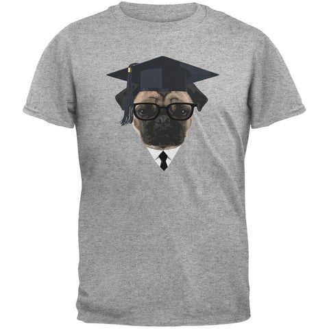 Graduation - Graduate Pug Funny Heather Grey Adult T-Shirt