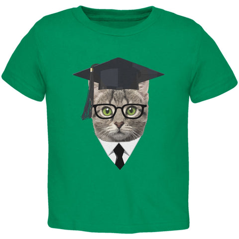 Graduation Funny Cat Kelly Green Toddler T-Shirt