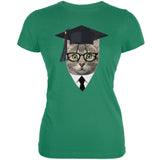 Graduation Funny Cat Dark Heather Grey Juniors Soft T-Shirt