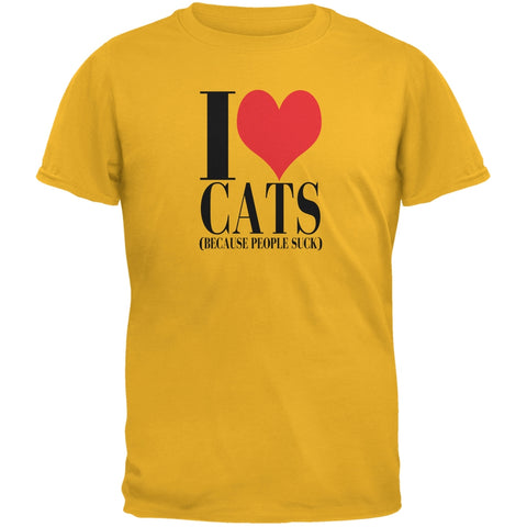 Love Cats People Suck Gold Adult T-Shirt