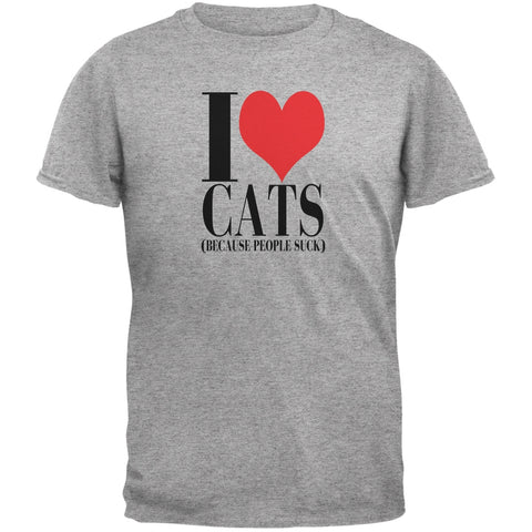Love Cats People Suck Heather Grey Adult T-Shirt