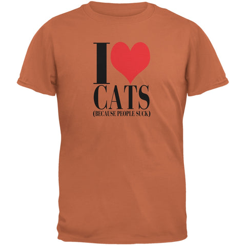 Love Cats People Suck Texas Orange Adult T-Shirt