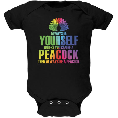 Always Be Yourself Peacock Black Soft Baby One Piece
