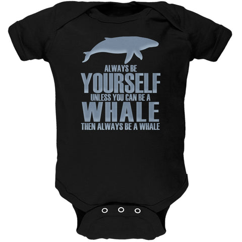 Always Be Yourself Whale Black Soft Baby One Piece