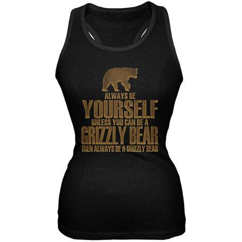 Always Be Yourself Bear Black Juniors Soft Tank Top