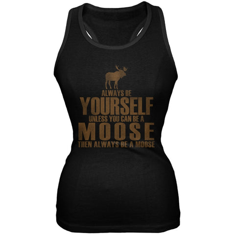 Always Be Yourself Moose Black Juniors Soft Tank Top